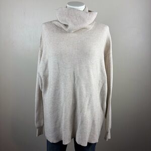 Free People Classic Ribbed Tunic S Soft Cream Turtleneck Sweater